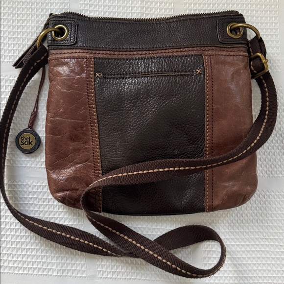 The Sak | 100% Genuine Leather | Two-Tone Brown & Black | Messenger Shoulder Bag - Picture 13 of 13